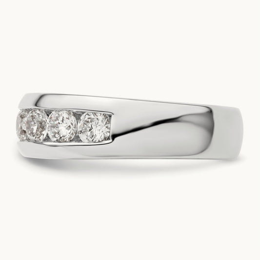 7-Stone Diamond Channel Band, 14K White Gold