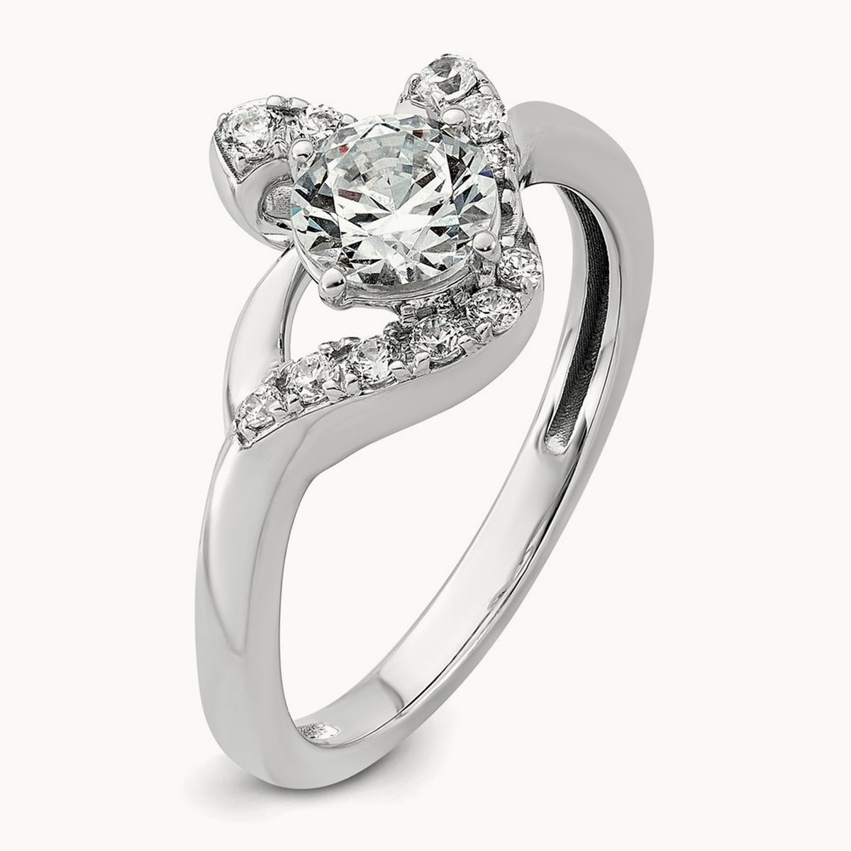 Round Engagement Ring, 0.75 ct tw Lab-Grown Diamond — 14K White Gold