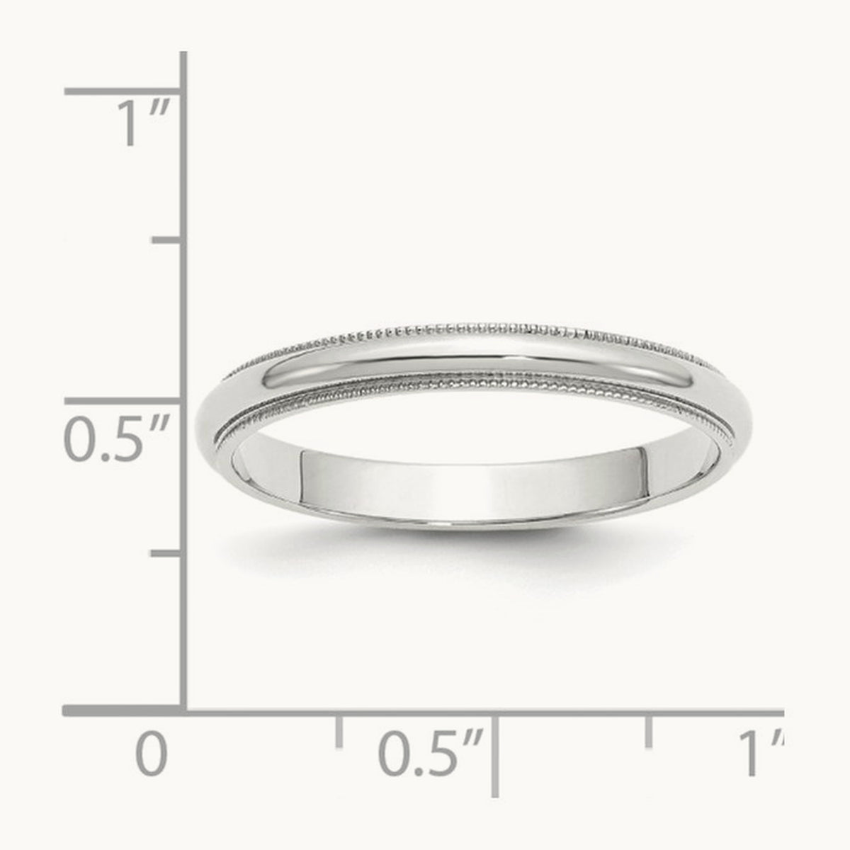 Milgrain Half Round Band, 3mm, 10K White Gold