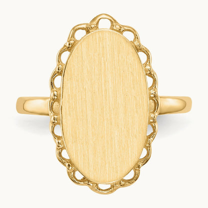 9.0x16. Open Back Signet Ring, 0mm, 14K