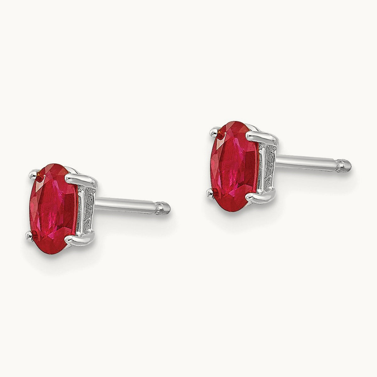 Ruby Post Earrings — 14K White Gold