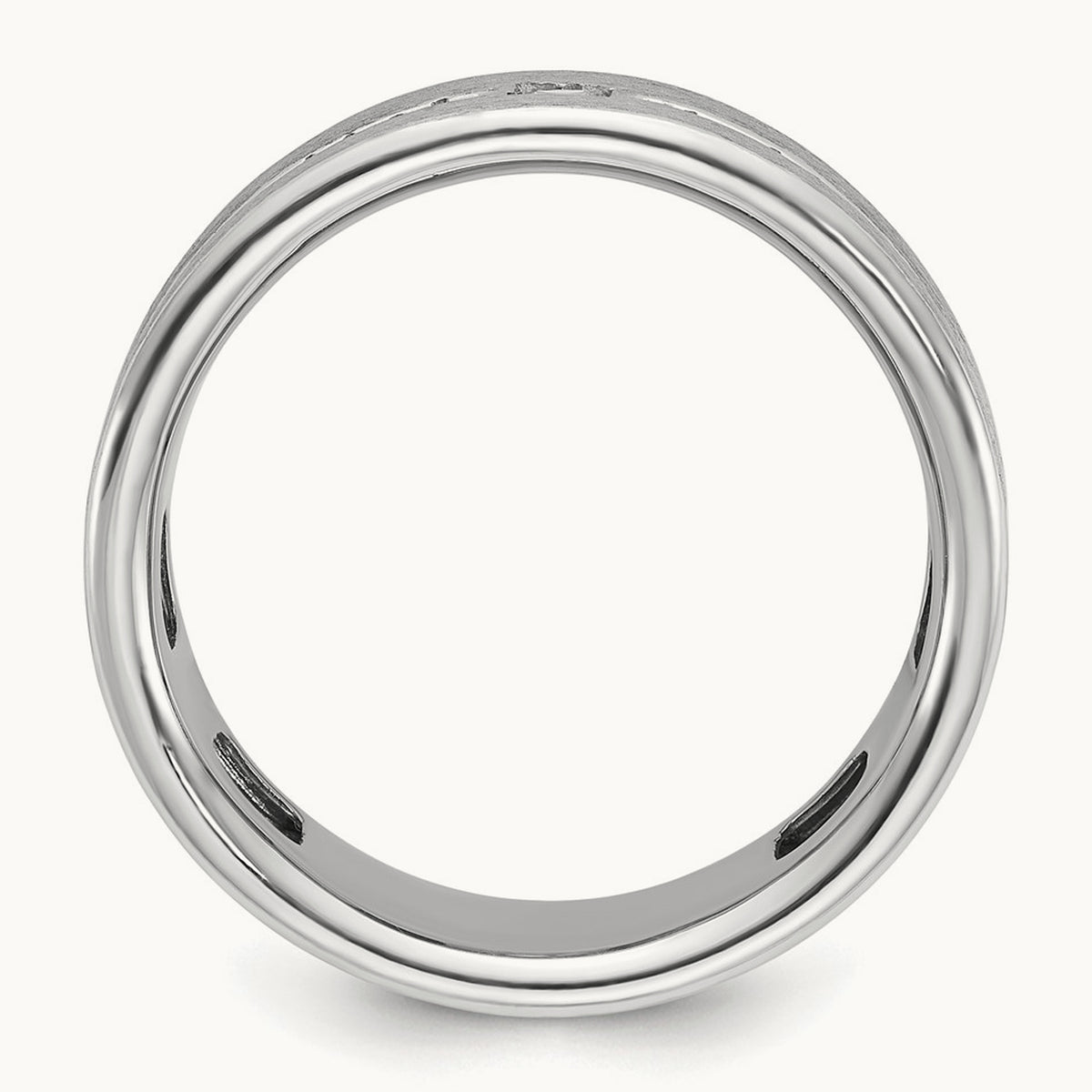 IBGoodman Men's Polished and Satin AA Diamond Ring, 14K White Gold