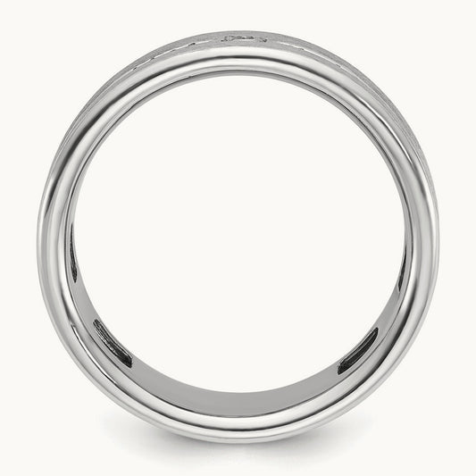 IBGoodman Men's Polished and Satin AA Diamond Ring, 14K White Gold