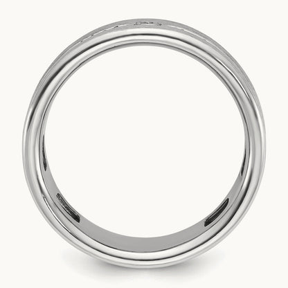 IBGoodman Men's Polished and Satin AA Diamond Ring, 14K White Gold