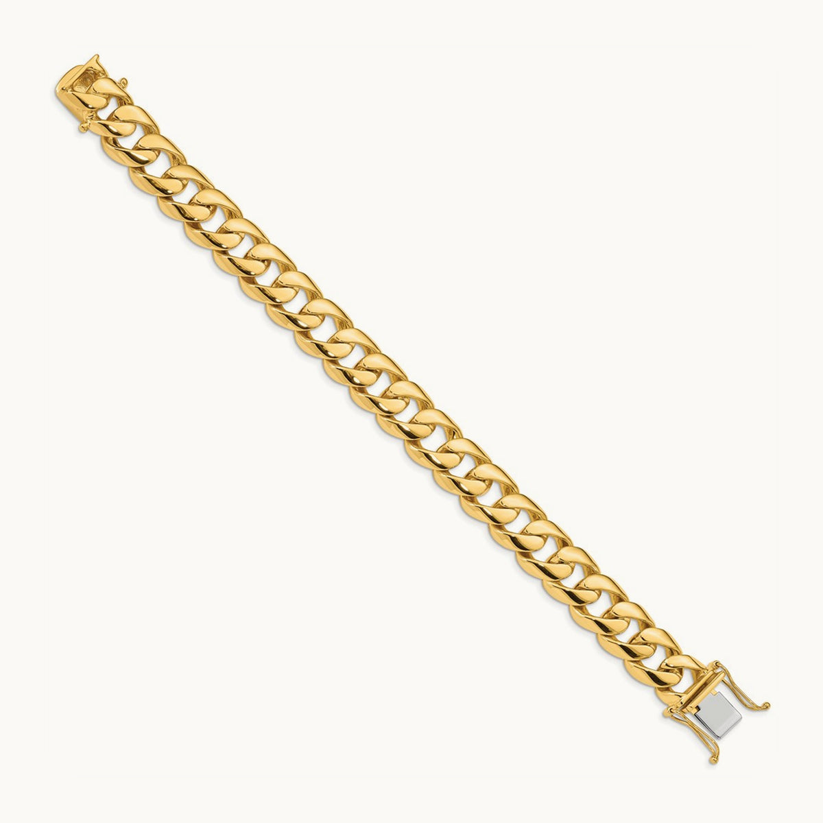 Hand-polished Rounded Curb Link Bracelet — 14K Yellow Gold, 13.4mm