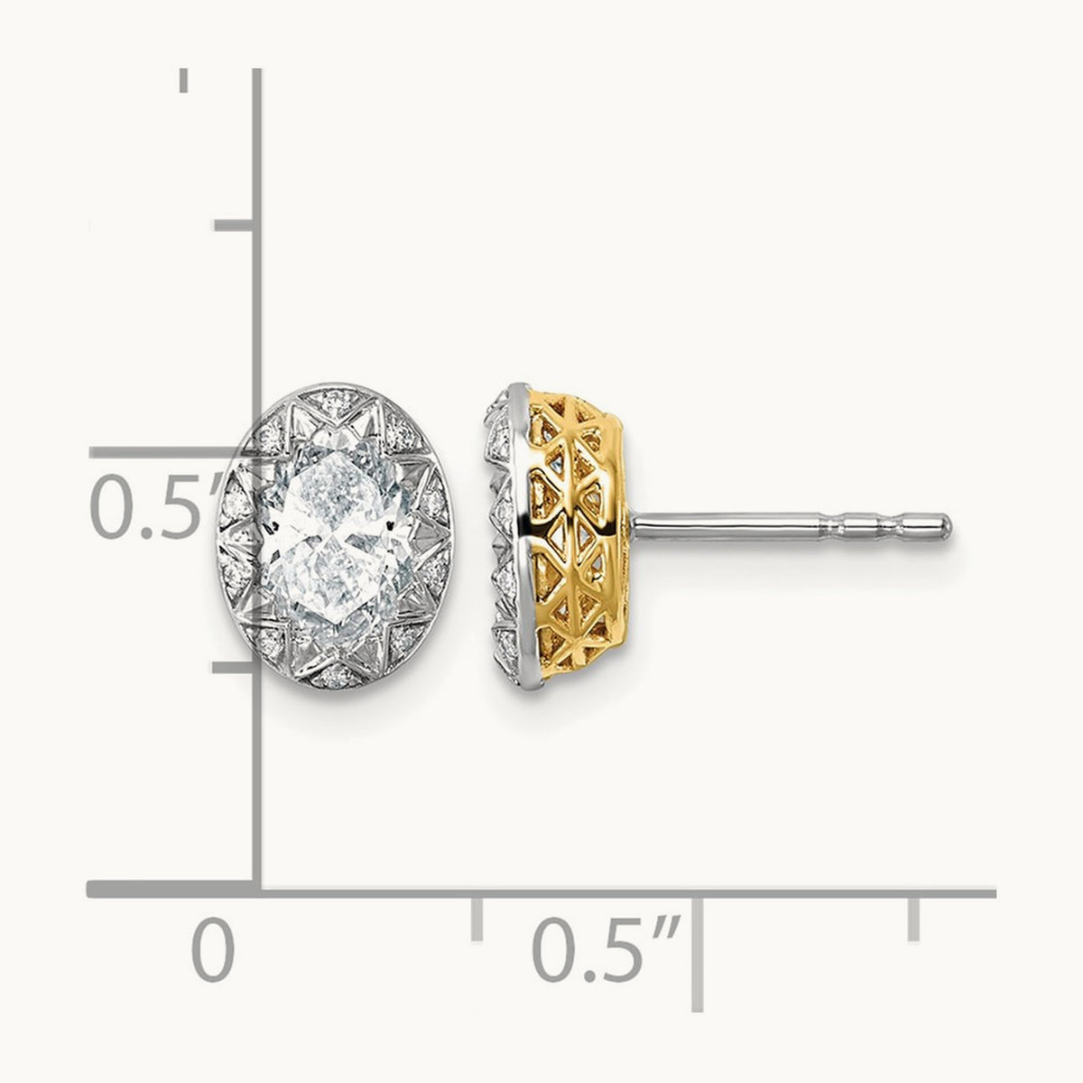 With Rhodium Oval Center Earrings, 1.50 ct tw Lab-Grown Diamond