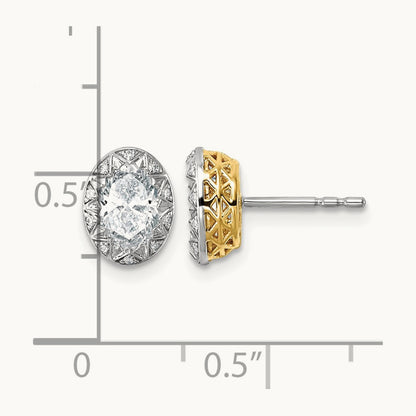 With Rhodium Oval Center Earrings, 1.50 ct tw Lab-Grown Diamond