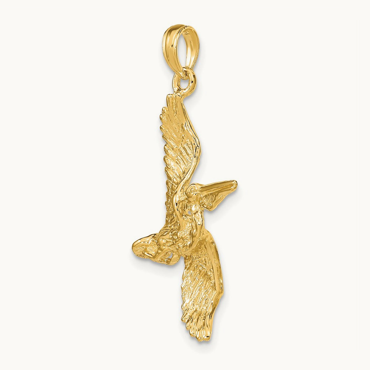 3-D Pelican Flying Charm — 14K Yellow Gold, 34mm