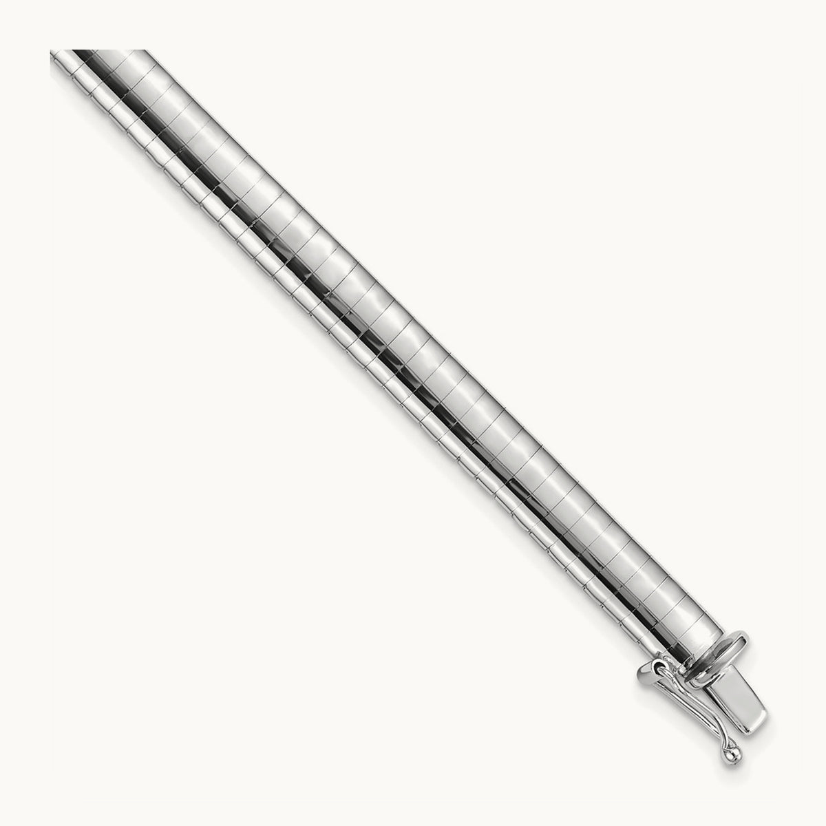 Domed Omega Bracelet — 14K White Gold, 6mm