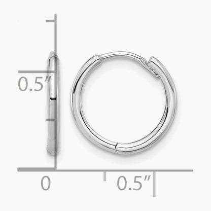 Polished Hinged Hoop Earrings — 14K White Gold