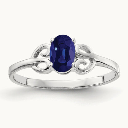 6x4mm Oval Sapphire ring, 14K White Gold