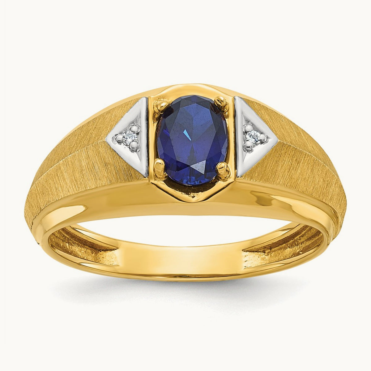 IBGoodman Men's Cr.Sapphire and Diamond Satin Complete Ring, 14K