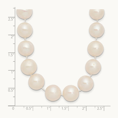 11- White Near Rnd Freshwater Cultured Pearl 18in Necklace, 12mm, 14K