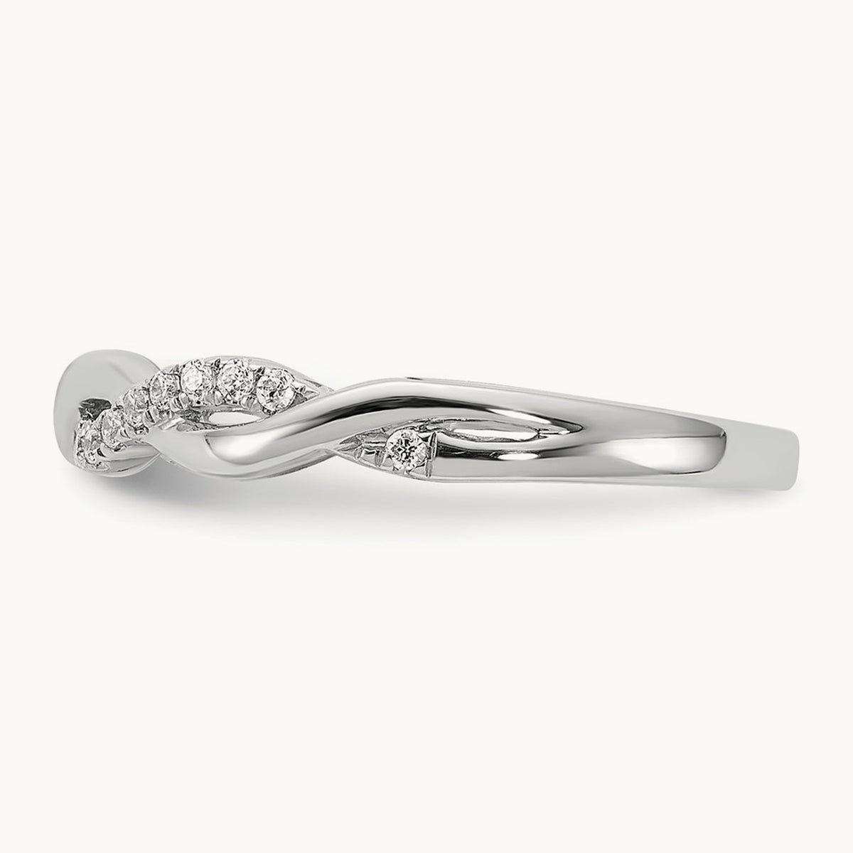 Diamond Criss-Cross Wedding Band — 14K White Gold, 7