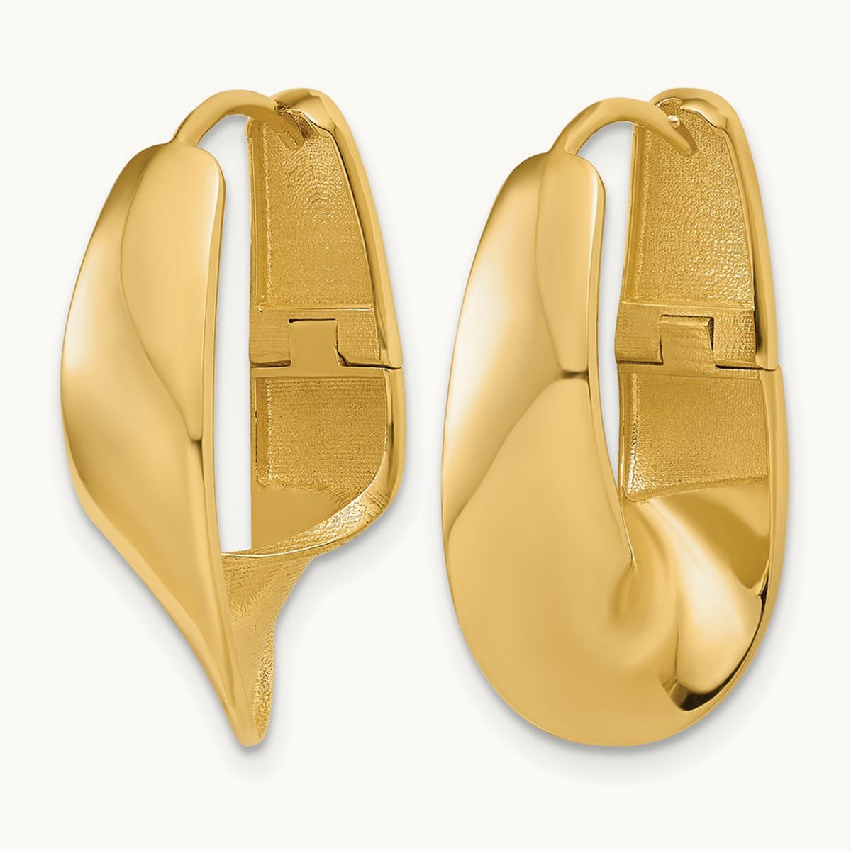 Polished Fancy Hinged Hoop Earrings, 10K — Leslie's