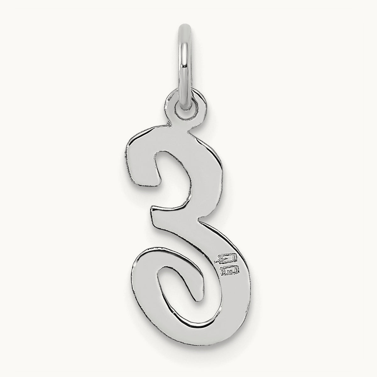 Medium Script Initial Charm — 14K White Gold, E
