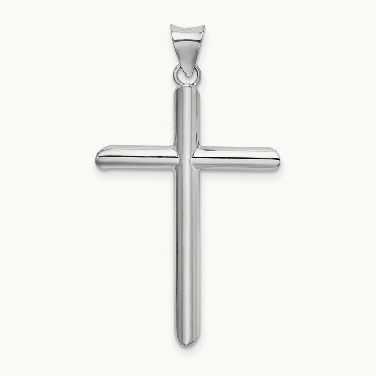Hollow Cross Pendant, 14K White Gold