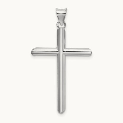 Hollow Cross Pendant, 14K White Gold