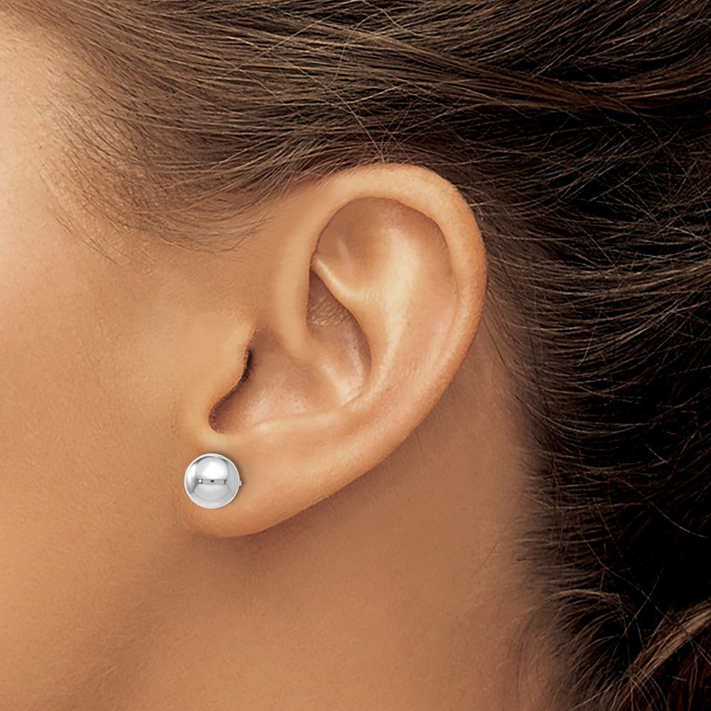 Polished Ball Post Earrings — 14K White Gold, 7mm