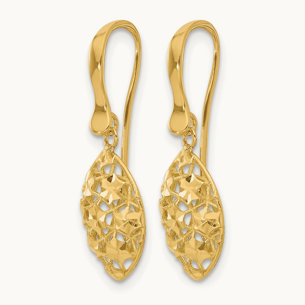 Polished D/C Shepherd Hook Dangle Earrings, 14K — Leslie's