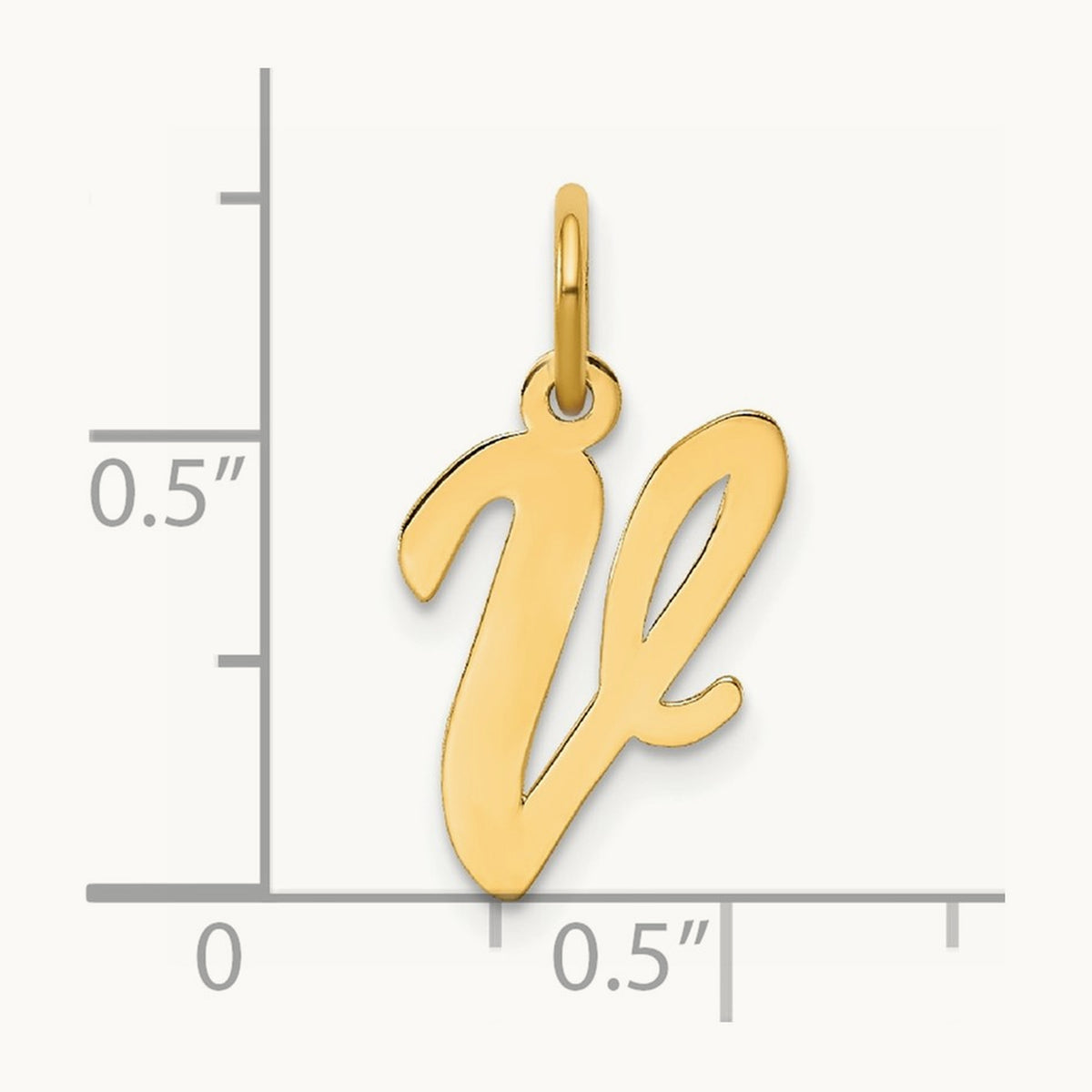 Medium Script Initial Charm — 14K Yellow Gold, V