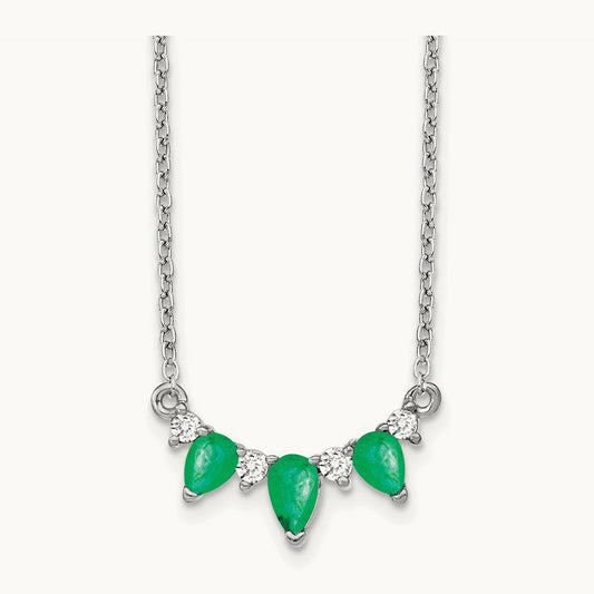 Created Emerald Necklace, 0.10 ct tw Lab-Grown Diamond