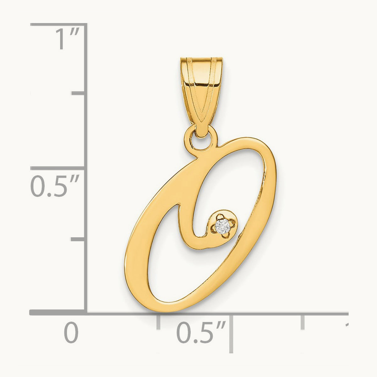 Script Initial Pendant with Diamond — O