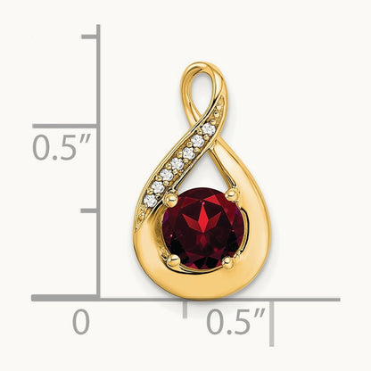 Garnet and Diamond Pendant — 14K Yellow Gold