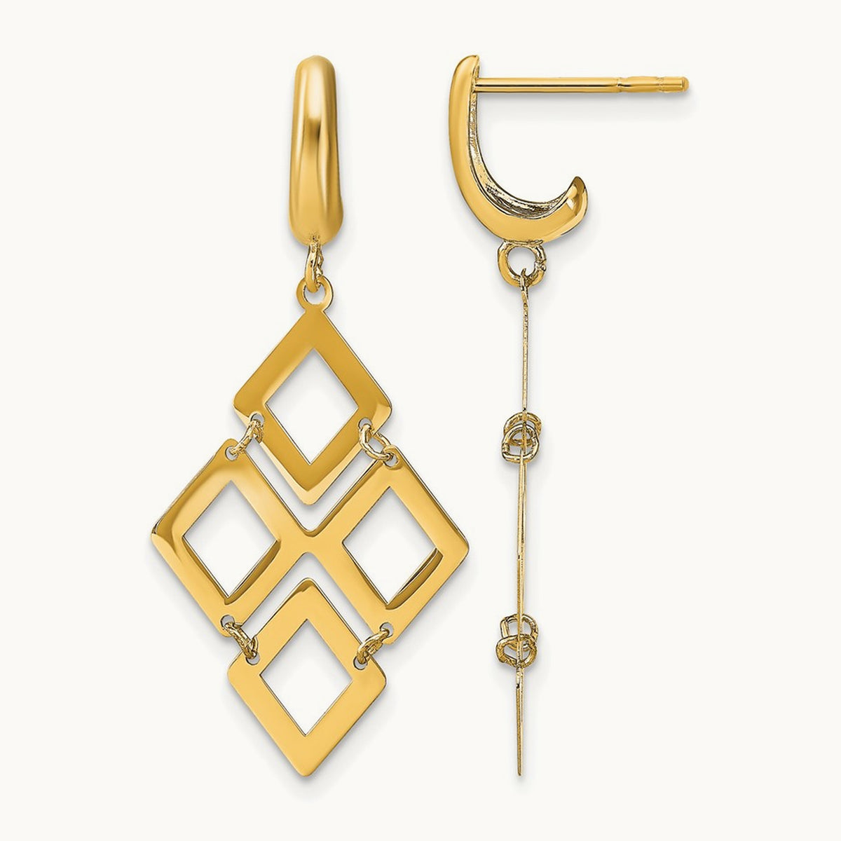 Polished Post Dangle Earrings, 14K — Leslie's