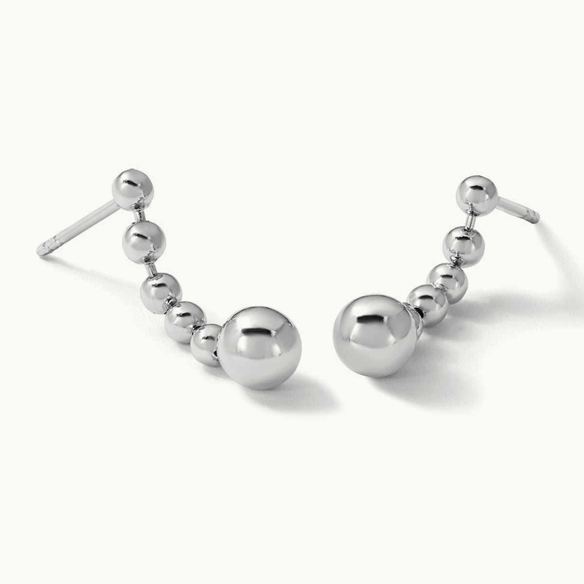 RH-Plated Polished Beaded Post Dangle Earrings, Sterling Silver — Leslie's