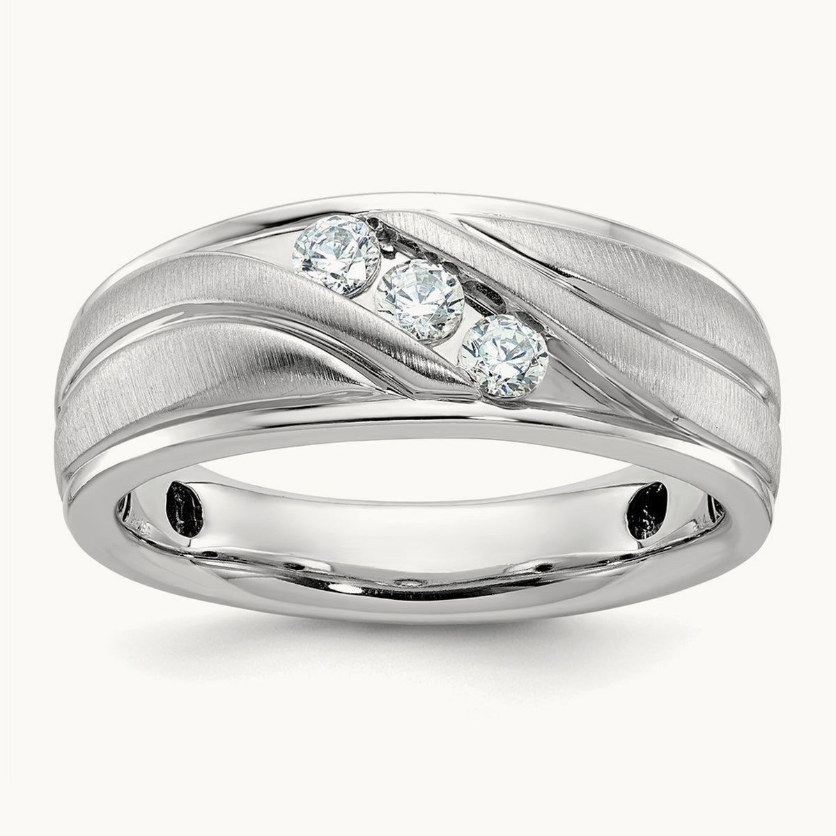 Polished/Grooved Men's Ring, 0.25 ct tw Lab-Grown Diamond