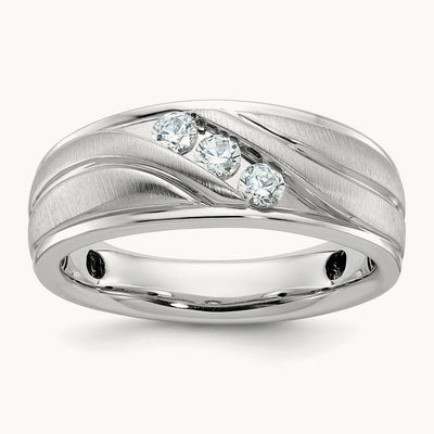 Polished/Grooved Men's Ring, 0.25 ct tw Lab-Grown Diamond