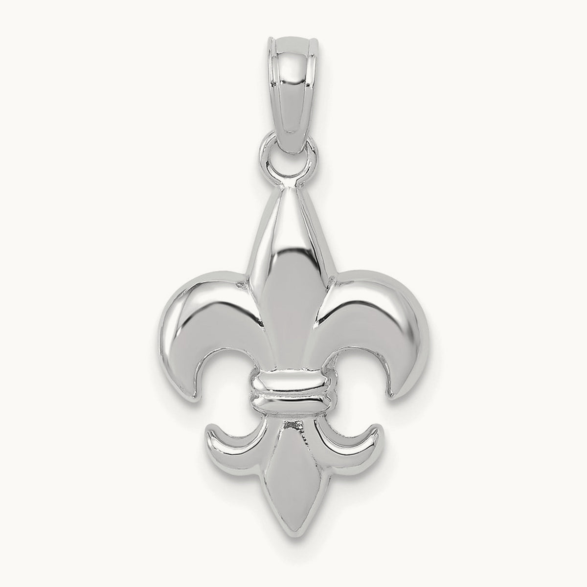 2-D Small Fleur de Lis Charm — 14K White Gold