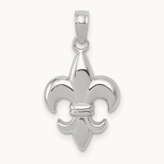 2-D Small Fleur de Lis Charm — 14K White Gold