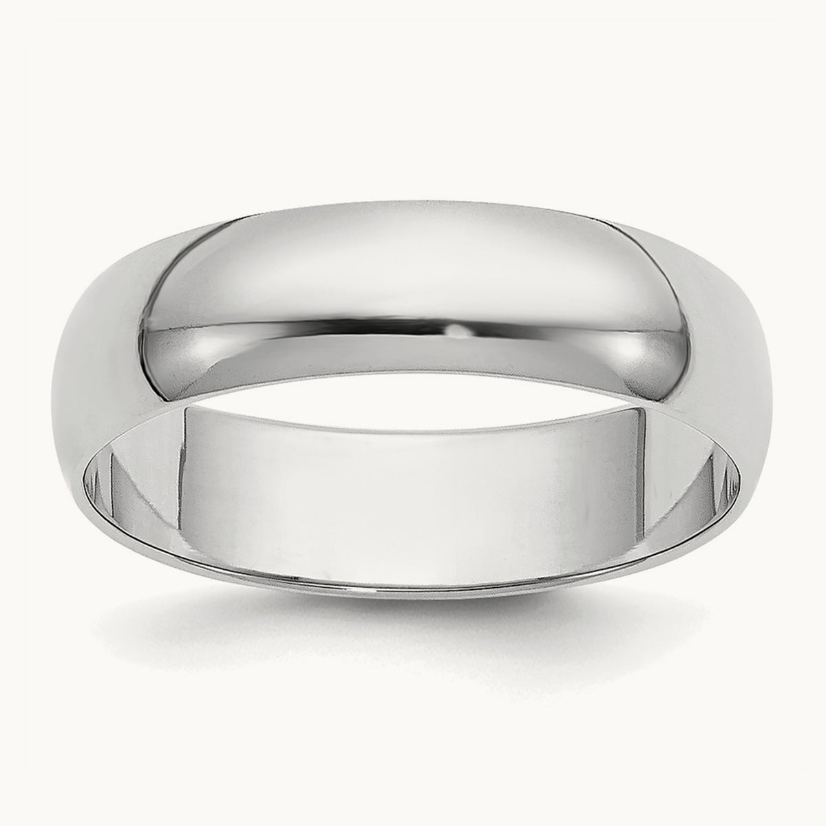 Half Round Band, 5mm, 10K White Gold