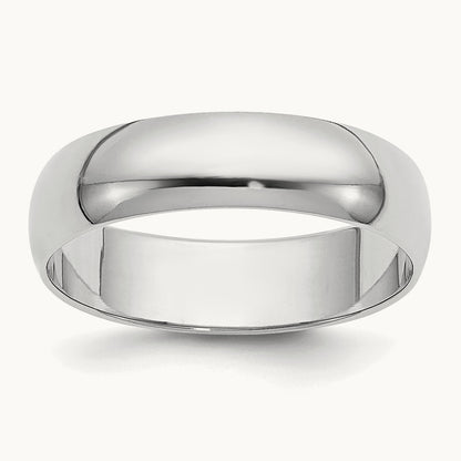 Half Round Band, 5mm, 10K White Gold