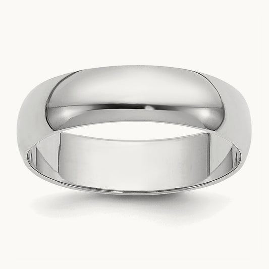 Half Round Band, 5mm, 10K White Gold