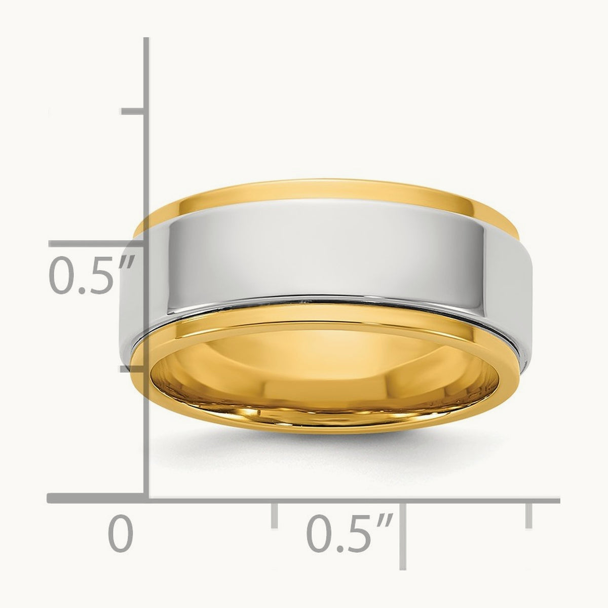 Y/W Step Edge Wedding Band, 8mm, 14K Two-tone