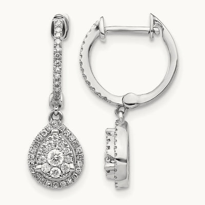 Halo Hinged Hoop Earrings, 0.50 ct tw Lab-Grown Diamond