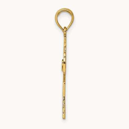 Claddagh Cross Charm — 14K Yellow Gold, 27.4mm