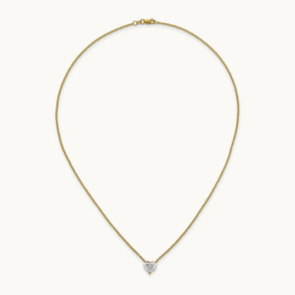 Heart Pendant with Chai, 2.00 ct tw Lab-Grown Diamond — 14K Yellow Gold