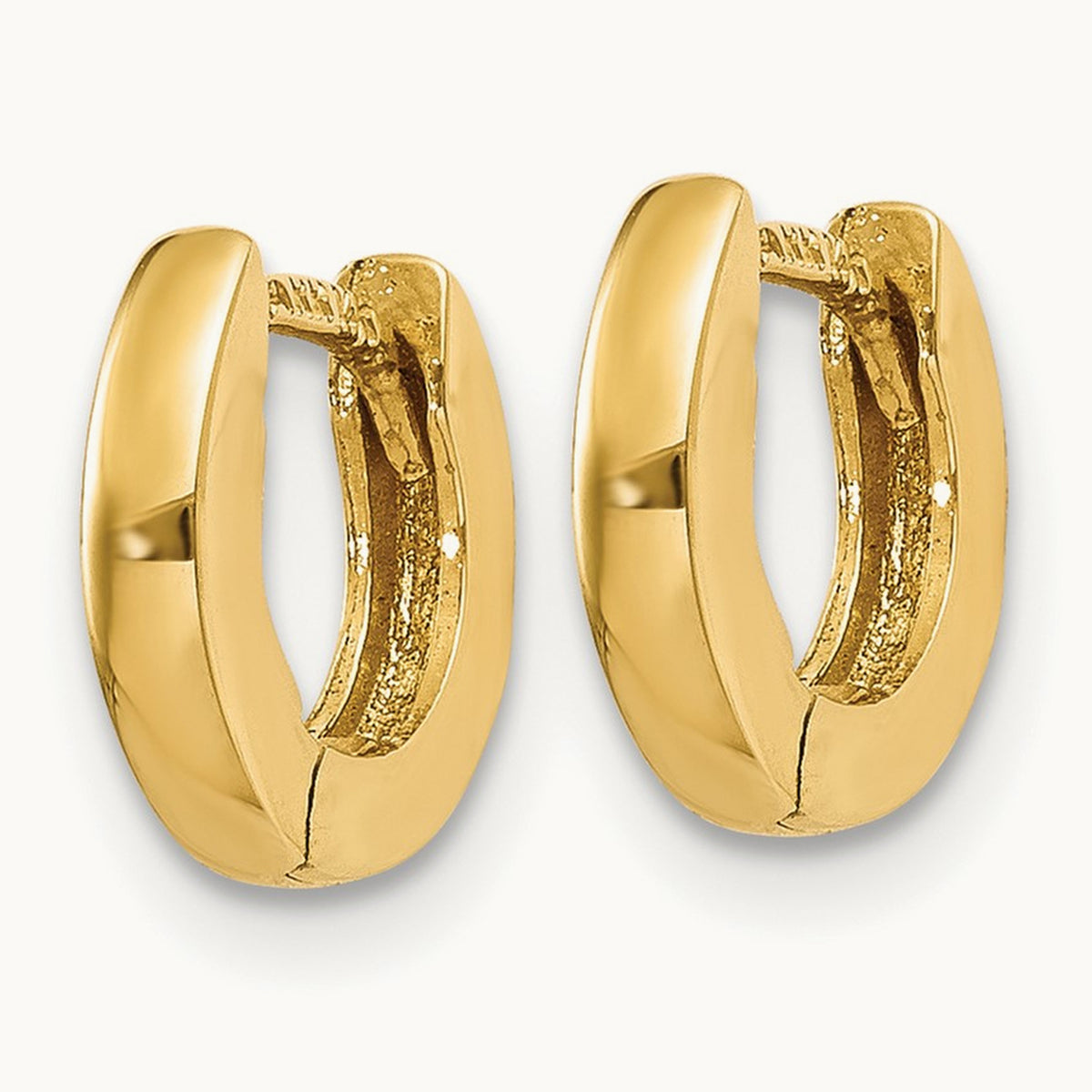 Polished Round Hinged Hoop Earrings — 14K Yellow Gold