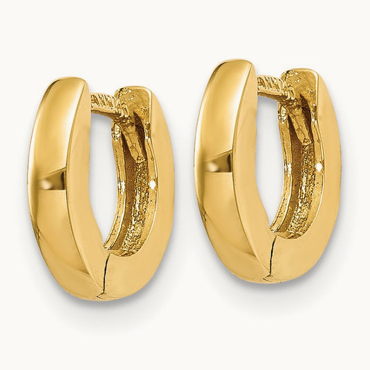 Polished Round Hinged Hoop Earrings — 14K Yellow Gold