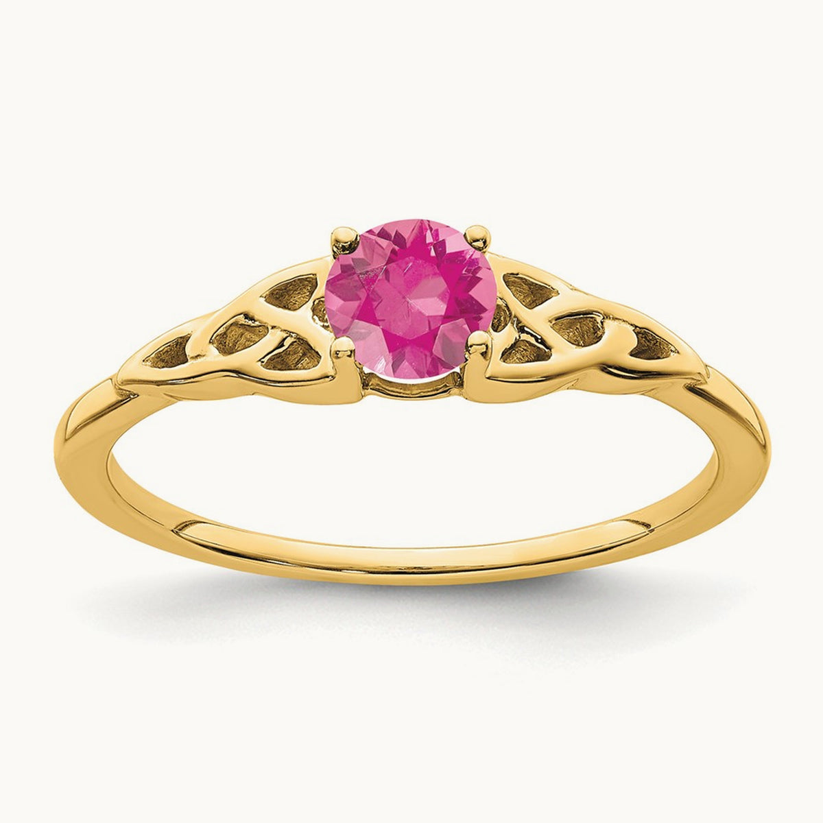 Tourmaline Celtic Knot Ring — 14K Yellow Gold, 7