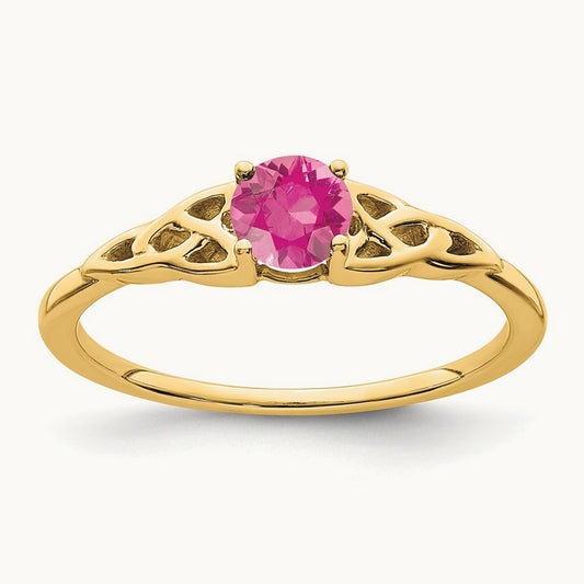 Tourmaline Celtic Knot Ring — 14K Yellow Gold, 7