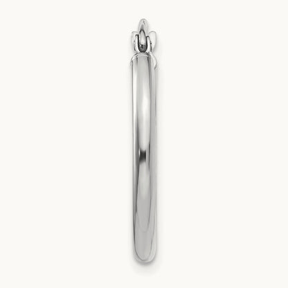 Single 14k White Gold Polished 2x20mm Lightweight Tube Hoop Earring
