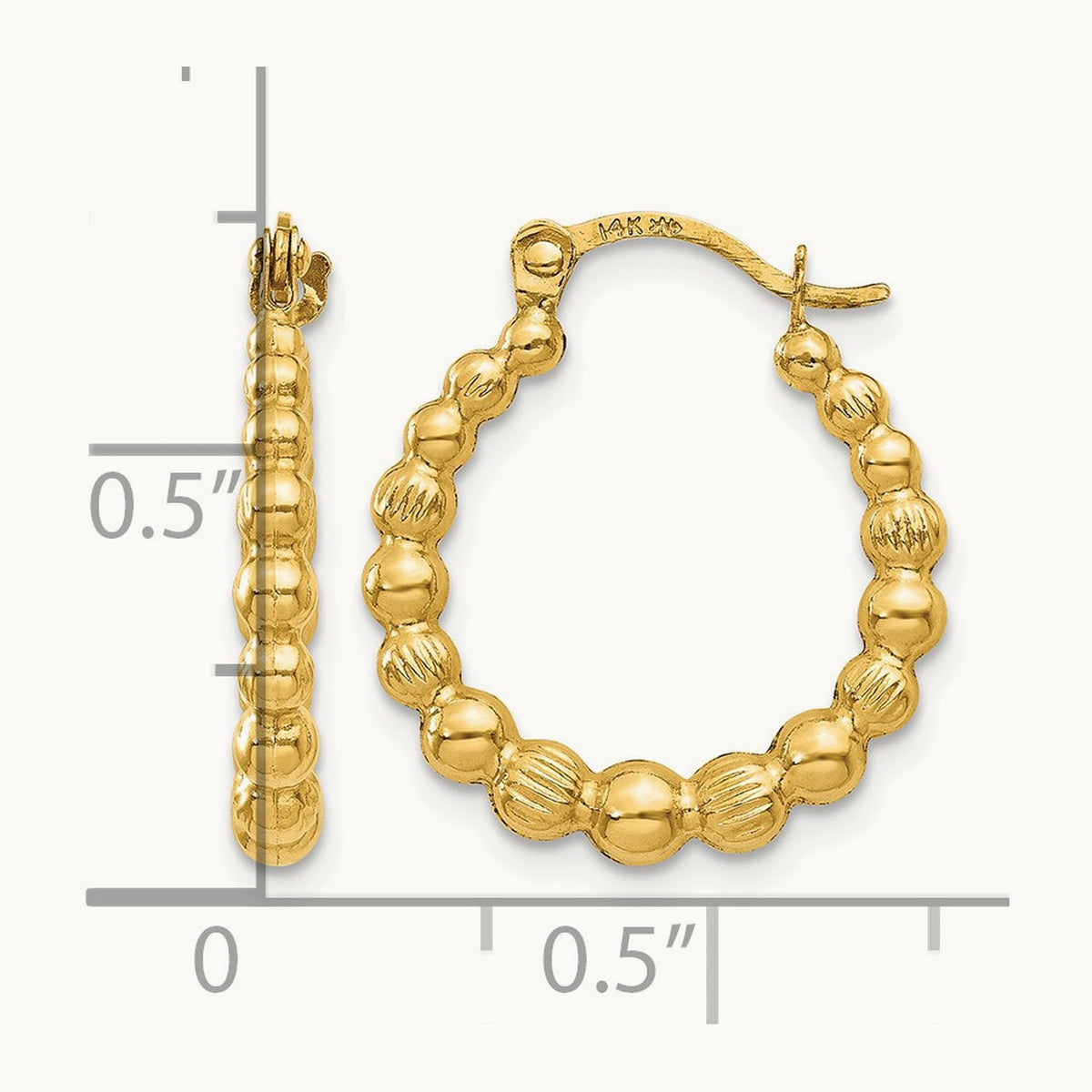 Beaded Hoop Earrings — 14K Yellow Gold