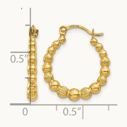 Beaded Hoop Earrings — 14K Yellow Gold