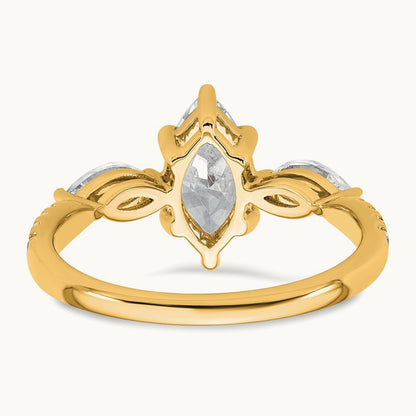 Marquise 3 Stone Engagement Ring, 1.50-2.00 ct tw Lab-Grown Diamond — 1 1/2 ct, 14K Yellow Gold