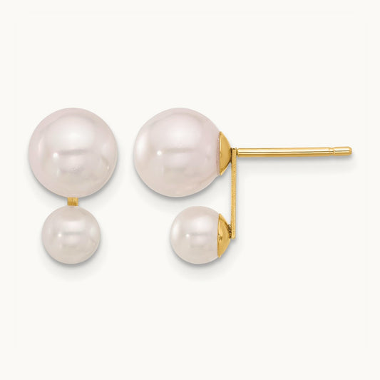4- and 6-7mm White Akoya Cultured Pearl Post Earrings, 5mm, 14K